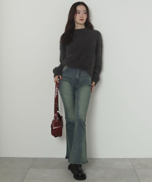 WEGO（ウィゴー）の「WEGO/ストレッチフレアデニムパンツ（デニムパンツ・レディース・ブラック/コバルトブルー/ダークブルー/ダークインディゴブルー/ブラック系その他・SMALL/MEDIUM）」の8枚目の写真