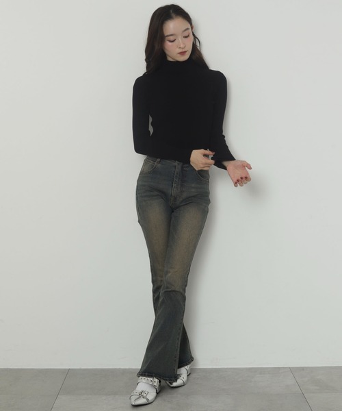 WEGO（ウィゴー）の「WEGO/ストレッチフレアデニムパンツ（デニムパンツ・レディース・ブラック/コバルトブルー/ダークブルー/ダークインディゴブルー/ブラック系その他・SMALL/MEDIUM）」の19枚目の写真