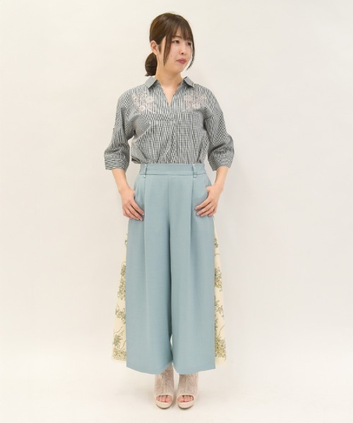 axes femme(アクシーズファム)の「オーナメント柄切替ワイドパンツ(その他パンツ・レディース・ブラック/ミント/キャメル・FREE)」の4枚目の写真