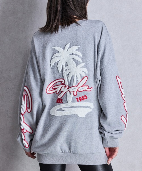 トレーナー スウェット palm tree Gydies Lovingサガラスウェットトップス レディース palm tree Gydies Lovingサガラスウェットトップス[品番