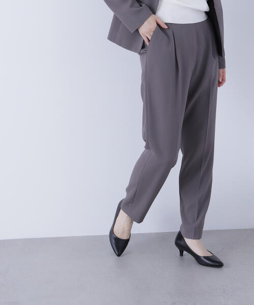 NATURAL BEAUTY BASIC（ナチュラルビューティーベーシック）の「◇ストレッチツイルセットアップシリーズ テーパードパンツ（スラックス・レディース・ブラウン/ネイビー・SMALL/LARGE/MEDIUM/X-SMALL）」の2枚目の写真