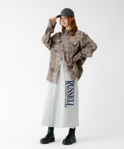 Russell Athletic(ラッセルアスレティック)の「【RUSSELL ATHLETIC/ラッセル アスレチック】Wmns Brushed SK/スウェットロングスカート/スウェット/スカート/ロング丈【WEB限定】(スカート・レディース・アイボリー/グレー・S/M)」の8枚目の写真