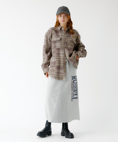 Russell Athletic(ラッセルアスレティック)の「【RUSSELL ATHLETIC/ラッセル アスレチック】Wmns Brushed SK/スウェットロングスカート/スウェット/スカート/ロング丈【WEB限定】(スカート・レディース・アイボリー/グレー・S/M)」の9枚目の写真