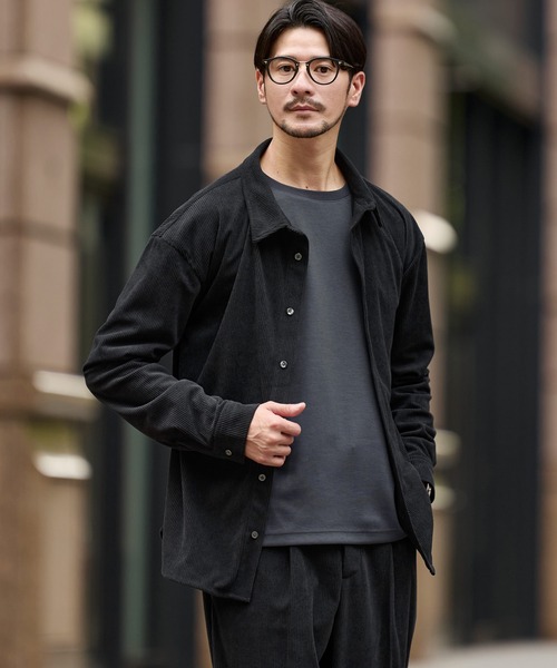 SPU（スプ）の「【セットアップ対応】布帛コーデュロイレギュラーフィット長袖ボタンシャツ（シャツ/ブラウス・メンズ・ネイビー/ブラック/チャコール/ブラウン・XL/L/M/S）」の5枚目の写真