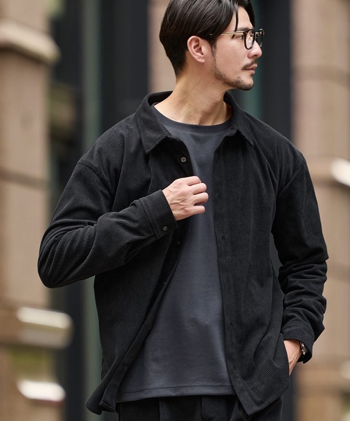 SPU（スプ）の「【セットアップ対応】布帛コーデュロイレギュラーフィット長袖ボタンシャツ（シャツ/ブラウス・メンズ・ネイビー/ブラック/チャコール/ブラウン・XL/L/M/S）」の6枚目の写真