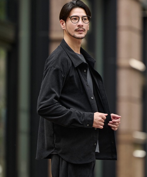 SPU（スプ）の「【セットアップ対応】布帛コーデュロイレギュラーフィット長袖ボタンシャツ（シャツ/ブラウス・メンズ・ネイビー/ブラック/チャコール/ブラウン・XL/L/M/S）」の7枚目の写真