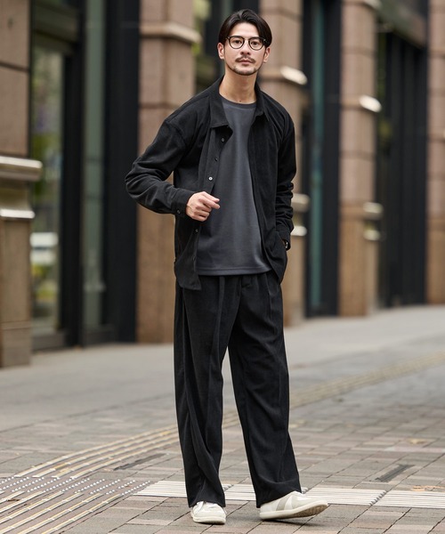 SPU（スプ）の「【セットアップ対応】布帛コーデュロイレギュラーフィット長袖ボタンシャツ（シャツ/ブラウス・メンズ・ネイビー/ブラック/チャコール/ブラウン・XL/L/M/S）」の10枚目の写真