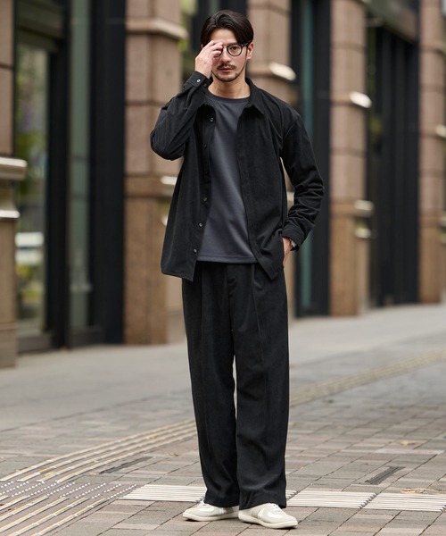 SPU（スプ）の「【セットアップ対応】布帛コーデュロイレギュラーフィット長袖ボタンシャツ（シャツ/ブラウス・メンズ・ネイビー/ブラック/チャコール/ブラウン・XL/L/M/S）」の8枚目の写真