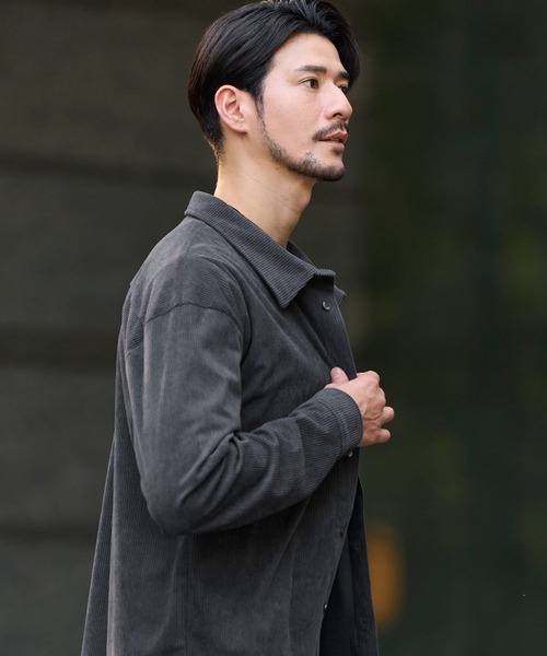 SPU（スプ）の「【セットアップ対応】布帛コーデュロイレギュラーフィット長袖ボタンシャツ（シャツ/ブラウス・メンズ・ネイビー/ブラック/チャコール/ブラウン・XL/L/M/S）」の13枚目の写真