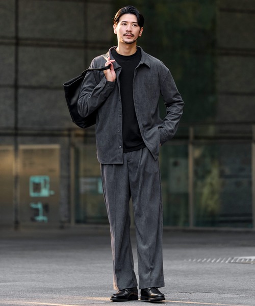 SPU（スプ）の「【セットアップ対応】布帛コーデュロイレギュラーフィット長袖ボタンシャツ（シャツ/ブラウス・メンズ・ネイビー/ブラック/チャコール/ブラウン・XL/L/M/S）」の15枚目の写真