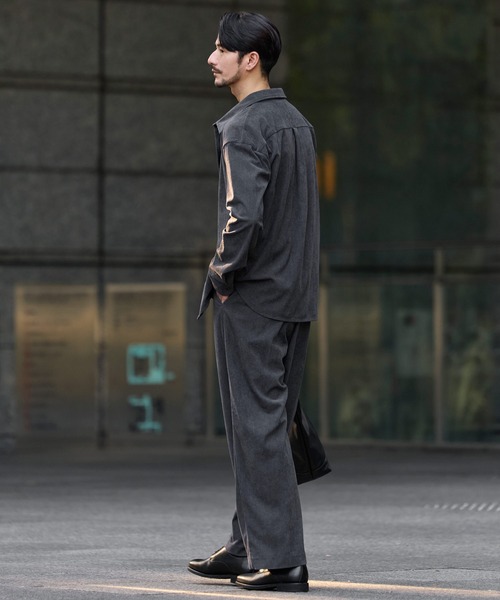 SPU（スプ）の「【セットアップ対応】布帛コーデュロイレギュラーフィット長袖ボタンシャツ（シャツ/ブラウス・メンズ・ネイビー/ブラック/チャコール/ブラウン・XL/L/M/S）」の17枚目の写真