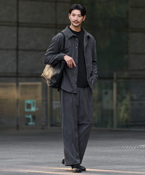 SPU（スプ）の「【セットアップ対応】布帛コーデュロイレギュラーフィット長袖ボタンシャツ（シャツ/ブラウス・メンズ・ネイビー/ブラック/チャコール/ブラウン・XL/L/M/S）」の18枚目の写真