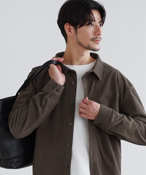 SPU（スプ）の「【セットアップ対応】布帛コーデュロイレギュラーフィット長袖ボタンシャツ（シャツ/ブラウス・メンズ・ネイビー/ブラック/チャコール/ブラウン・XL/L/M/S）」の19枚目の写真