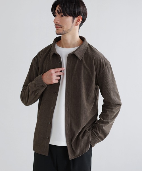 SPU（スプ）の「【セットアップ対応】布帛コーデュロイレギュラーフィット長袖ボタンシャツ（シャツ/ブラウス・メンズ・ネイビー/ブラック/チャコール/ブラウン・XL/L/M/S）」の20枚目の写真