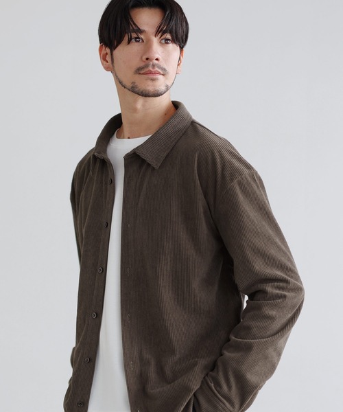 SPU（スプ）の「【セットアップ対応】布帛コーデュロイレギュラーフィット長袖ボタンシャツ（シャツ/ブラウス・メンズ・ネイビー/ブラック/チャコール/ブラウン・XL/L/M/S）」の21枚目の写真