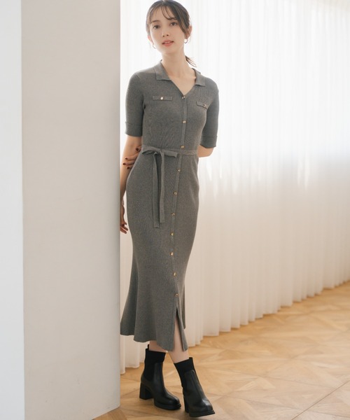 MISCH MASCH(ミッシュマッシュ)の「ポロ衿ニットワンピース(ワンピース・レディース・グレー/ブラック/ワイン・フリ-)」の22枚目の写真