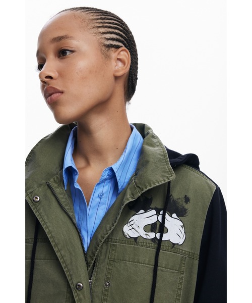 ミッキーマウス異素材ミディパーカージャケット（モッズコート