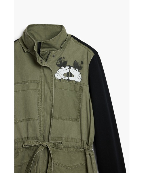 ミッキーマウス異素材ミディパーカージャケット（モッズコート