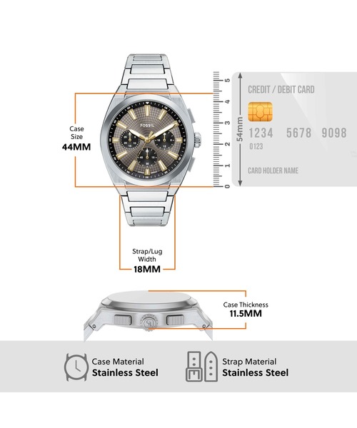 FOSSIL(フォッシル)の「フォッシル 腕時計 メンズ アナログ ステンレス FS6128(アナログ腕時計・メンズ・シルバー・FREE)」の5枚目の写真