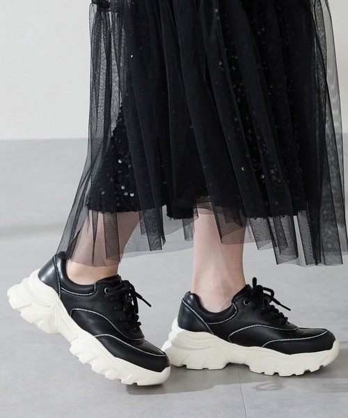 2026秋冬新作ラインストーン切替ダッドスニーカー/OT3769（スニーカー