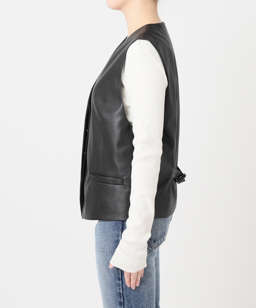JOURNAL STANDARD✖️金子綾　ホワイトベスト　BOXYベスト 金子綾さん着用】シンセティックレザーベスト（ブルゾン）｜journal