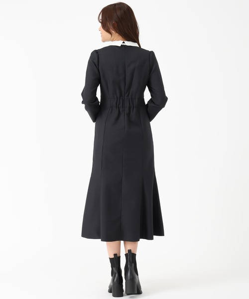 セール】2025秋冬新作 襟付きラッフルコンビマーメイドワンピース