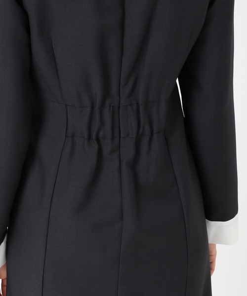 セール】2025秋冬新作 襟付きラッフルコンビマーメイドワンピース