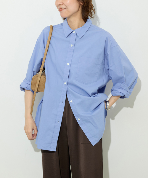 JOURNAL STANDARD relume(ジャーナルスタンダード レリューム)の「コットンタイプライターオーバーサイズシャツ(シャツ/ブラウス・レディース・ベージュ/ネイビー/ブルー・FREE)」の3枚目の写真