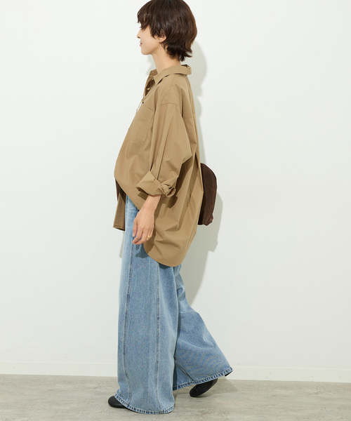 JOURNAL STANDARD relume(ジャーナルスタンダード レリューム)の「コットンタイプライターオーバーサイズシャツ(シャツ/ブラウス・レディース・ベージュ/ネイビー/ブルー・FREE)」の5枚目の写真