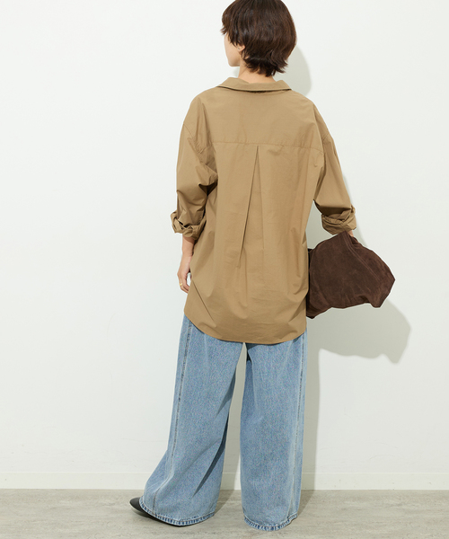 JOURNAL STANDARD relume(ジャーナルスタンダード レリューム)の「コットンタイプライターオーバーサイズシャツ(シャツ/ブラウス・レディース・ベージュ/ネイビー/ブルー・FREE)」の6枚目の写真