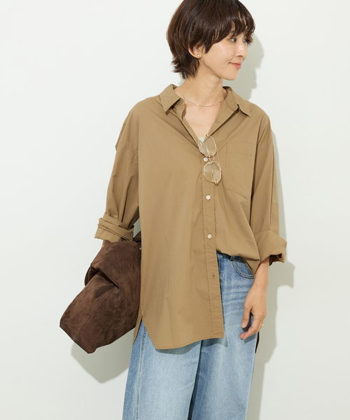 JOURNAL STANDARD relume(ジャーナルスタンダード レリューム)の「コットンタイプライターオーバーサイズシャツ(シャツ/ブラウス・レディース・ベージュ/ネイビー/ブルー・FREE)」の7枚目の写真