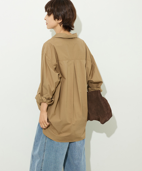 JOURNAL STANDARD relume(ジャーナルスタンダード レリューム)の「コットンタイプライターオーバーサイズシャツ(シャツ/ブラウス・レディース・ベージュ/ネイビー/ブルー・FREE)」の8枚目の写真