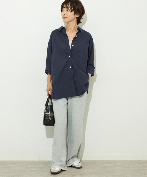 JOURNAL STANDARD relume(ジャーナルスタンダード レリューム)の「コットンタイプライターオーバーサイズシャツ(シャツ/ブラウス・レディース・ベージュ/ネイビー/ブルー・FREE)」の10枚目の写真