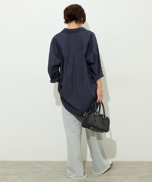 JOURNAL STANDARD relume(ジャーナルスタンダード レリューム)の「コットンタイプライターオーバーサイズシャツ(シャツ/ブラウス・レディース・ベージュ/ネイビー/ブルー・FREE)」の12枚目の写真