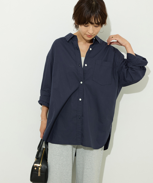 JOURNAL STANDARD relume(ジャーナルスタンダード レリューム)の「コットンタイプライターオーバーサイズシャツ(シャツ/ブラウス・レディース・ベージュ/ネイビー/ブルー・FREE)」の13枚目の写真