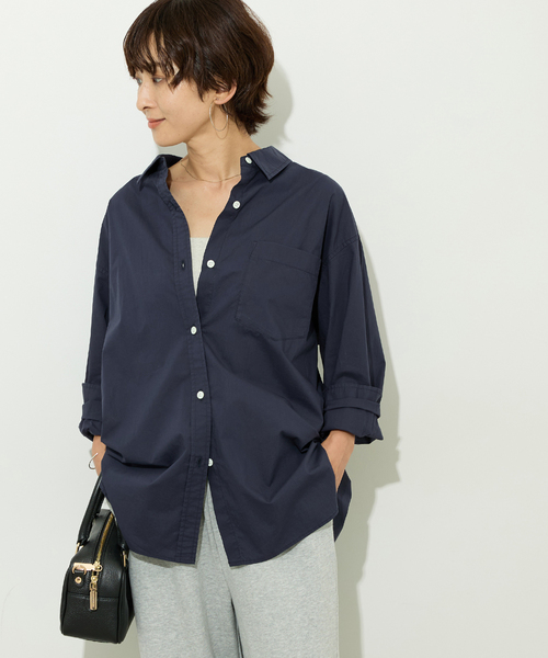 JOURNAL STANDARD relume(ジャーナルスタンダード レリューム)の「コットンタイプライターオーバーサイズシャツ(シャツ/ブラウス・レディース・ベージュ/ネイビー/ブルー・FREE)」の14枚目の写真