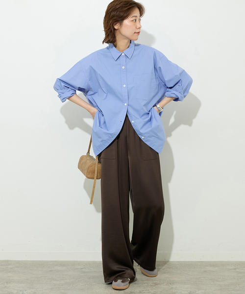 JOURNAL STANDARD relume(ジャーナルスタンダード レリューム)の「コットンタイプライターオーバーサイズシャツ(シャツ/ブラウス・レディース・ベージュ/ネイビー/ブルー・FREE)」の18枚目の写真
