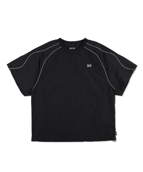 ウインダンシー　SEA ブラック 長袖カットソー WIND AND SEA 'SEA (wavy) L/S T-SHIRT'長袖 Tシャツ ロンT 黒