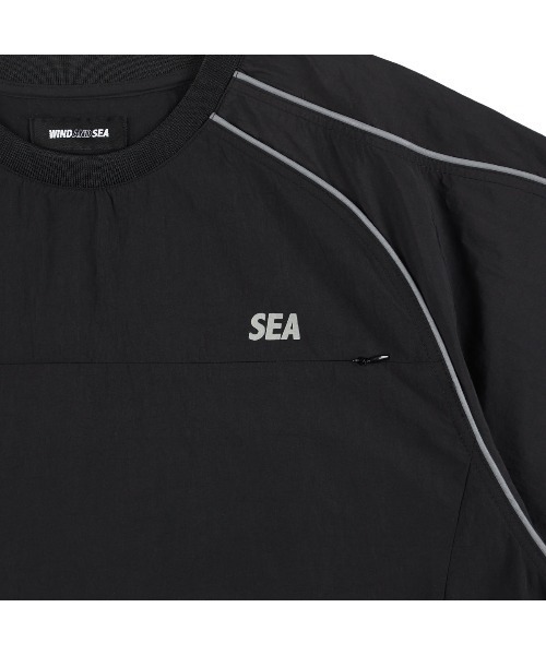 WIND AND SEA（ウィンダンシー）の「Reflective Piping Track S/S Top（Tシャツ/カットソー・メンズ・ブラック/サンドベージュ・S/M/L/XL）」の4枚目の写真