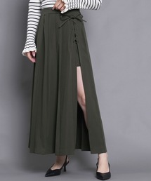 レザレクション　新品　Lサイズ カーキ　スカート 完売間近！】スイッチングシャンブレースカート｜ウォッシャブル/撥水