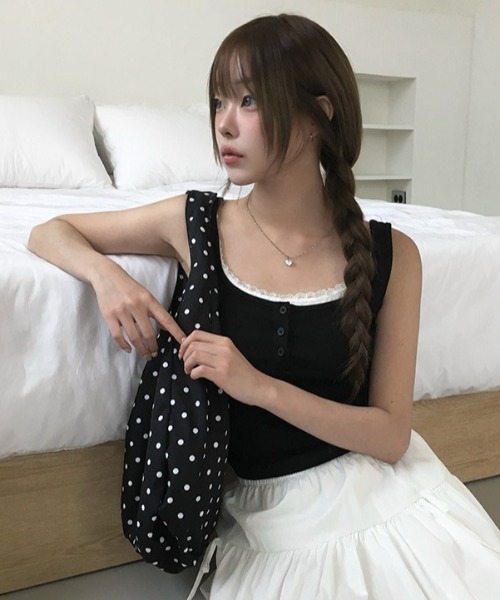 anyonemore(エニワンモア)の「ドット柄シンプルエコバッグ(トートバッグ・レディース・アイボリー/ブラック・FREE)」の1枚目の写真
