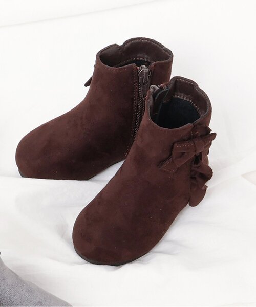 apres les cours(アプレレクール)の「フリルリボンブーツ(ブーツ・キッズ・ブラウン/グレー・14/15 /16/17/18/19)」の1枚目の写真