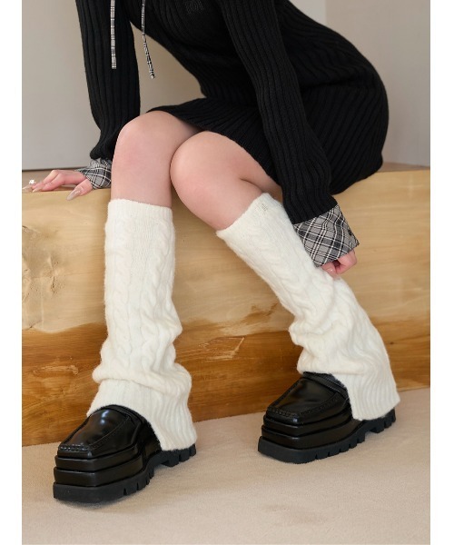 ダーリッチ❗️レッグウォーマー❗️ブラック ルーズリブニットレッグウォーマー（レッグウォーマー）｜Darich