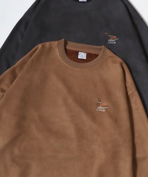 Lazar(ラザル)の「Animal Embroidery Faux Suede Sweat/オーバーサイズ フェイクスウェード アニマル ワンポイントステッチ刺繍 スウェット トレーナー/レディース メンズ(スウェット・レディース・ホワイト系その他/ブラウン/アイボリー/グレー系その他/ブルー/チャコールグレー・M/L)」の6枚目の写真