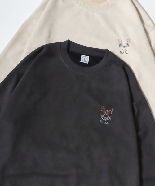 Lazar(ラザル)の「Animal Embroidery Faux Suede Sweat/オーバーサイズ フェイクスウェード アニマル ワンポイントステッチ刺繍 スウェット トレーナー/レディース メンズ(スウェット・レディース・ホワイト系その他/ブラウン/アイボリー/グレー系その他/ブルー/チャコールグレー・M/L)」の4枚目の写真