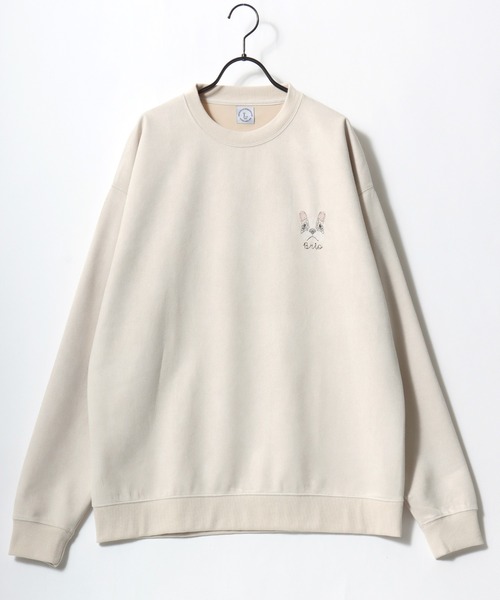 Lazar(ラザル)の「Animal Embroidery Faux Suede Sweat/オーバーサイズ フェイクスウェード アニマル ワンポイントステッチ刺繍 スウェット トレーナー/レディース メンズ(スウェット・レディース・ホワイト系その他/ブラウン/アイボリー/グレー系その他/ブルー/チャコールグレー・M/L)」の13枚目の写真