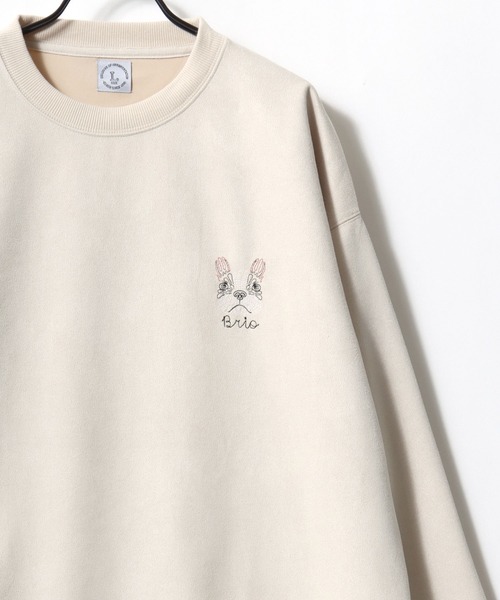 Lazar(ラザル)の「Animal Embroidery Faux Suede Sweat/オーバーサイズ フェイクスウェード アニマル ワンポイントステッチ刺繍 スウェット トレーナー/レディース メンズ(スウェット・レディース・ホワイト系その他/ブラウン/アイボリー/グレー系その他/ブルー/チャコールグレー・M/L)」の7枚目の写真