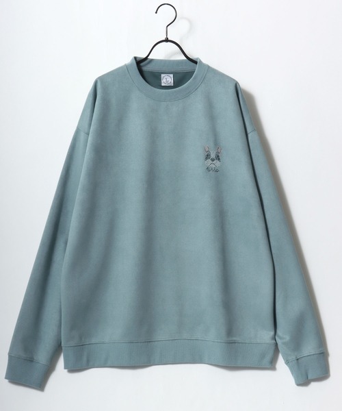 Lazar(ラザル)の「Animal Embroidery Faux Suede Sweat/オーバーサイズ フェイクスウェード アニマル ワンポイントステッチ刺繍 スウェット トレーナー/レディース メンズ(スウェット・レディース・ホワイト系その他/ブラウン/アイボリー/グレー系その他/ブルー/チャコールグレー・M/L)」の18枚目の写真