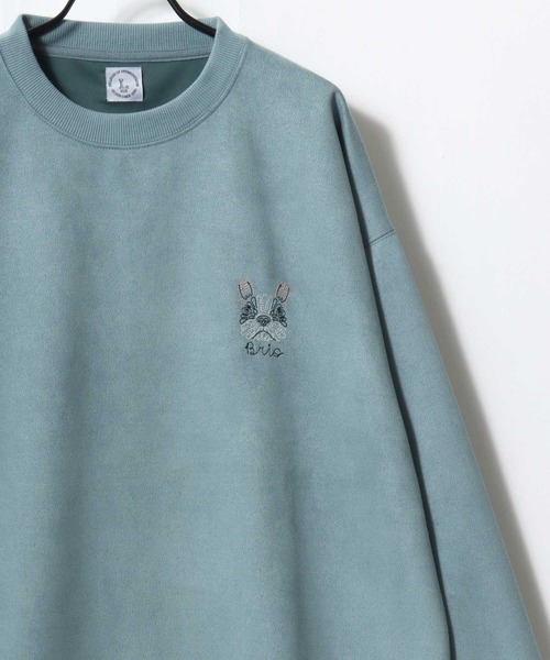 Lazar(ラザル)の「Animal Embroidery Faux Suede Sweat/オーバーサイズ フェイクスウェード アニマル ワンポイントステッチ刺繍 スウェット トレーナー/レディース メンズ(スウェット・レディース・ホワイト系その他/ブラウン/アイボリー/グレー系その他/ブルー/チャコールグレー・M/L)」の12枚目の写真