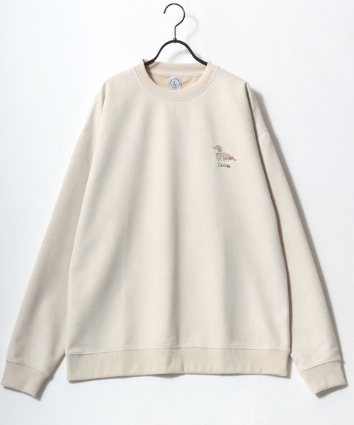 Lazar(ラザル)の「Animal Embroidery Faux Suede Sweat/オーバーサイズ フェイクスウェード アニマル ワンポイントステッチ刺繍 スウェット トレーナー/レディース メンズ(スウェット・レディース・ホワイト系その他/ブラウン/アイボリー/グレー系その他/ブルー/チャコールグレー・M/L)」の14枚目の写真